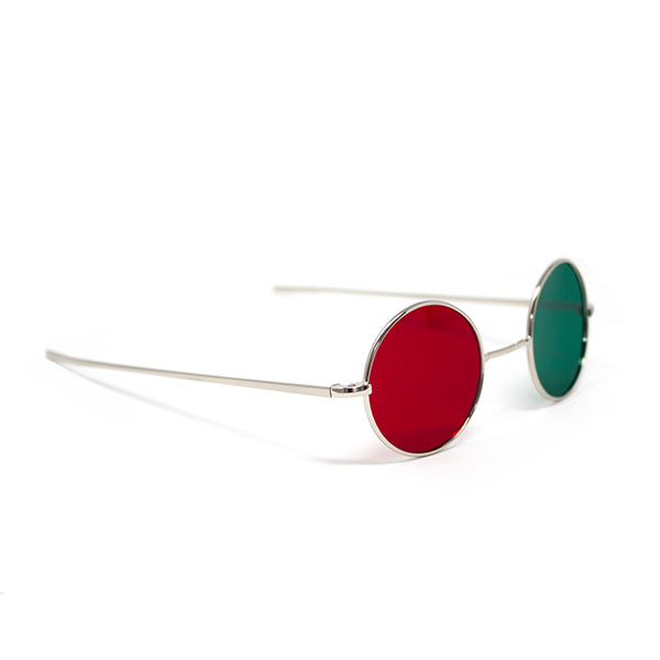 Glass Lenses  Red/Green Glasses with Metal Frame