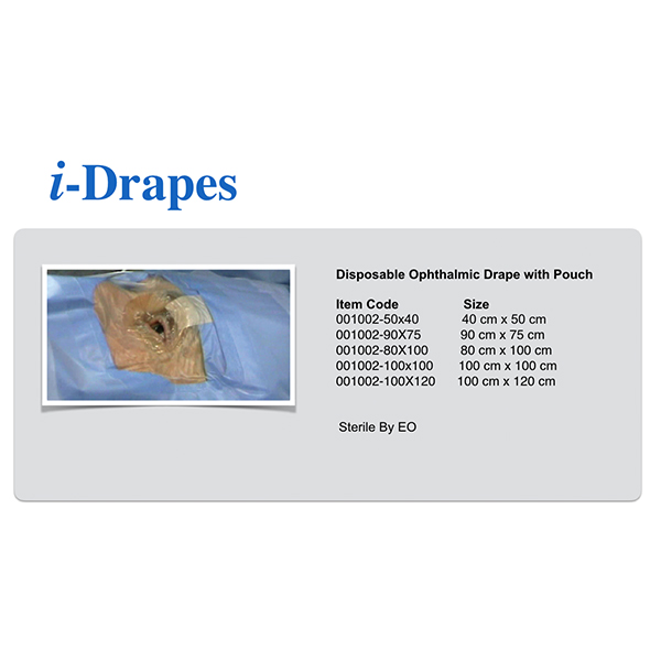 i-Drapes Disposable Eye Drape with Pouch  100 cm x 120 cm pk/50